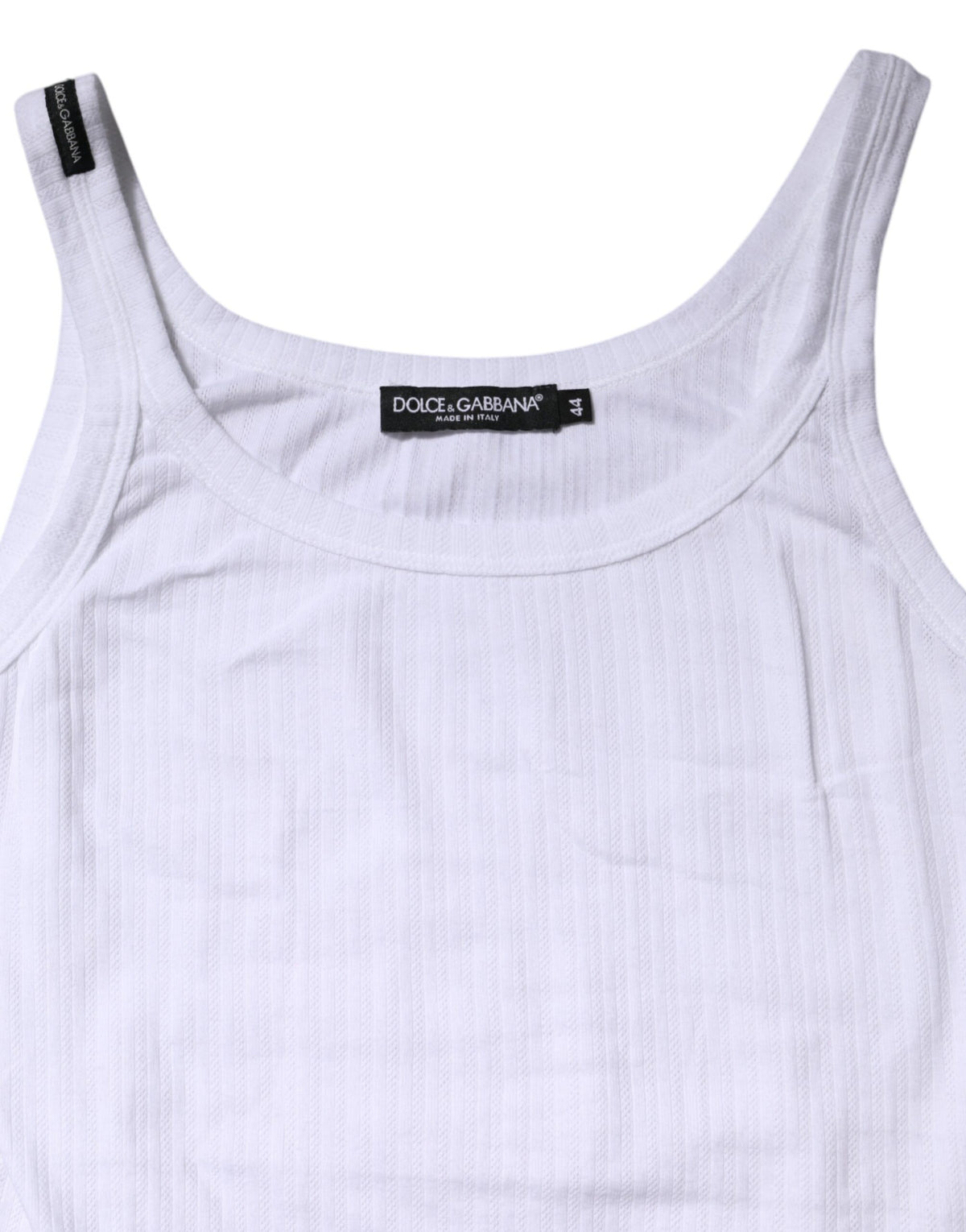 Dolce & Gabbana Weißes ärmelloses Tanktop aus Baumwoll-Stretch