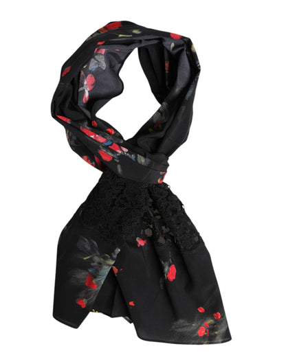 Dolce & Gabbana Schwarzer Floral Print Halswärmer Wickelschal