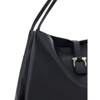 Ferragamo Schwarze Kalbsleder Bos Taurus Handtasche