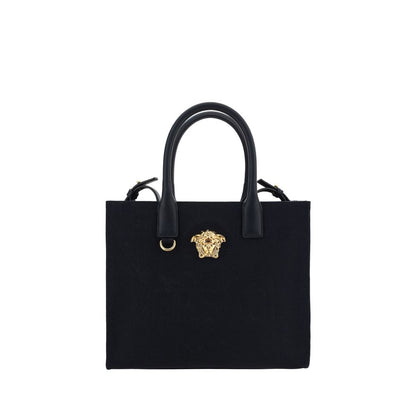 Versace Schwarze Baumwoll-Umhängetasche