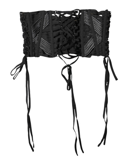 Dolce & Gabbana Schwarzer Lace-Up Korsettgürtel