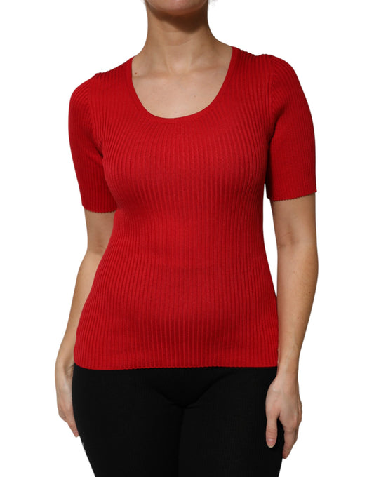 Dolce & Gabbana Rotes Kurzarmtop aus Seide