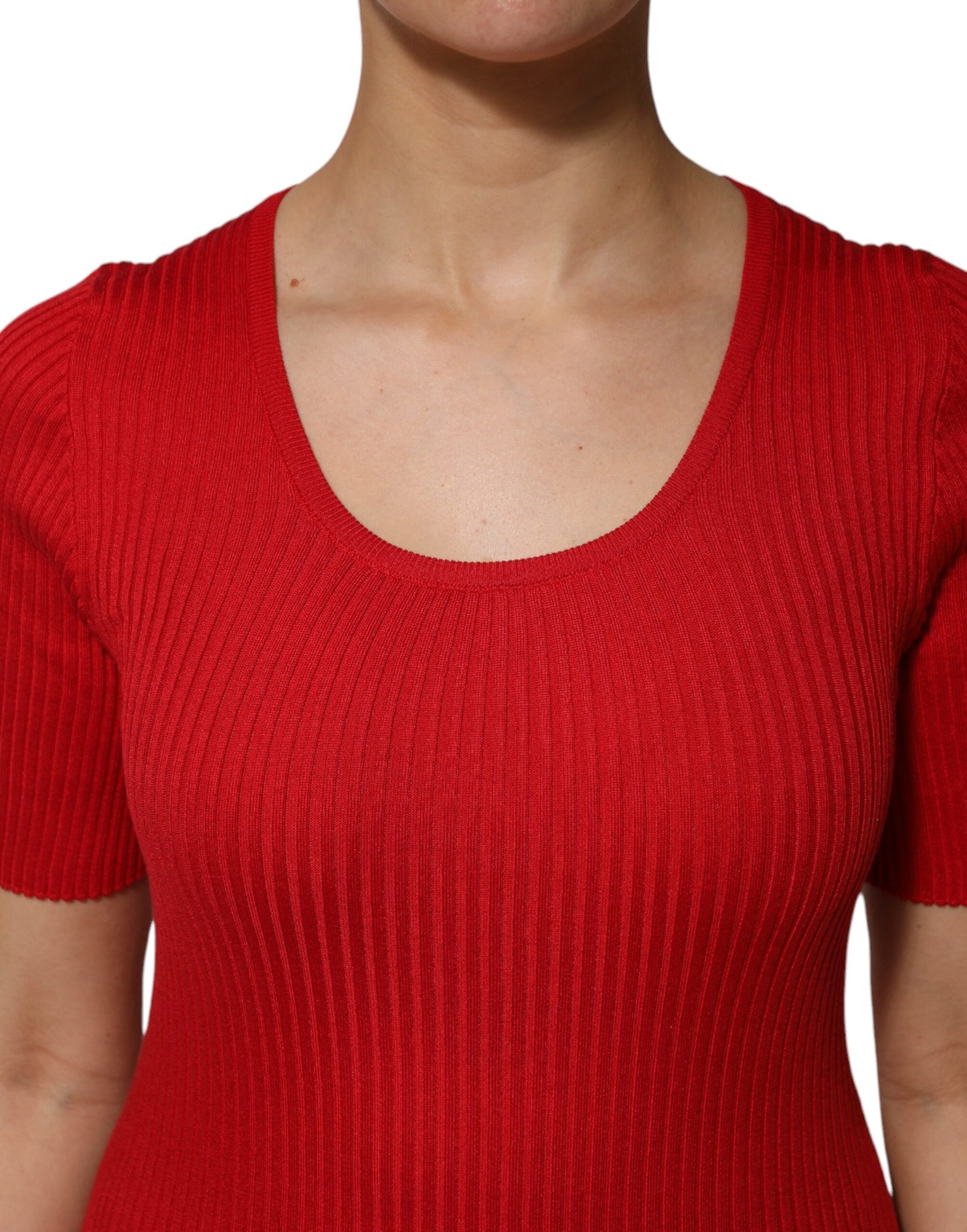 Dolce & Gabbana Rot Rundhalsausschnitt Kurzarm Pullover Top