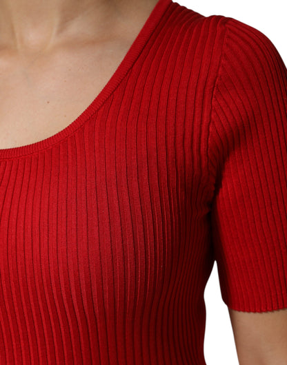 Dolce & Gabbana Rot Rundhalsausschnitt Kurzarm Pullover Top