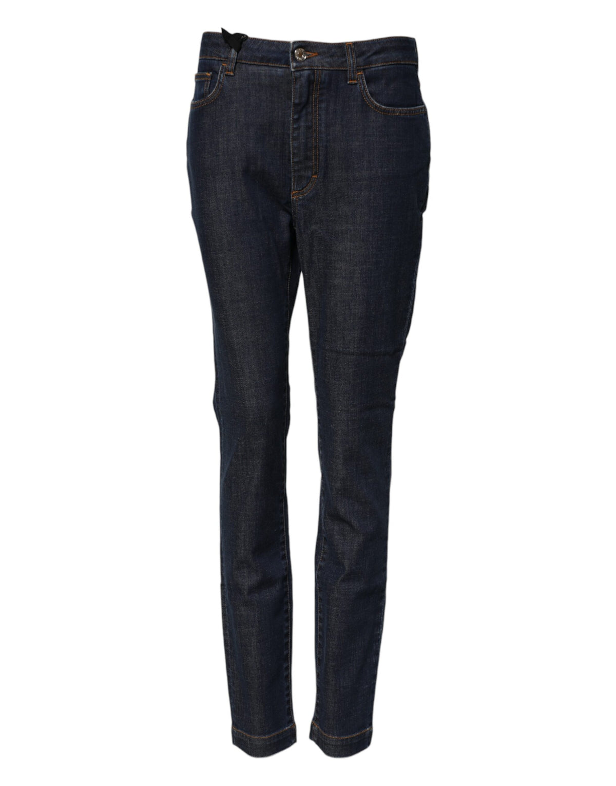 Dolce & Gabbana AUDREY Dunkelblaue Mid-Waist Skinny Jeans mit Queen-Patch