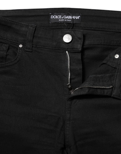 Dolce & Gabbana Jeans skinny neri in denim e cotone e fibra elasticizzata