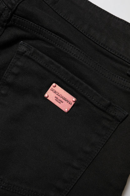 Dolce & Gabbana Schwarze Skinny Denim-Jeans mit mittlerer Taille aus Baumwolle