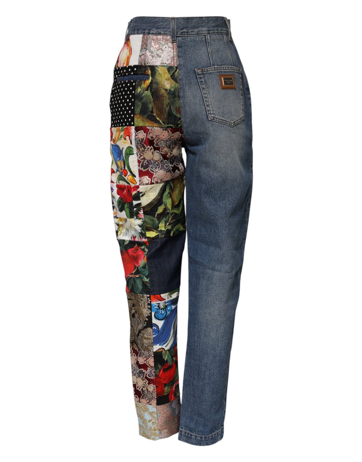 Dolce & Gabbana AMBER Blaue High-Waist Patchwork Jeans