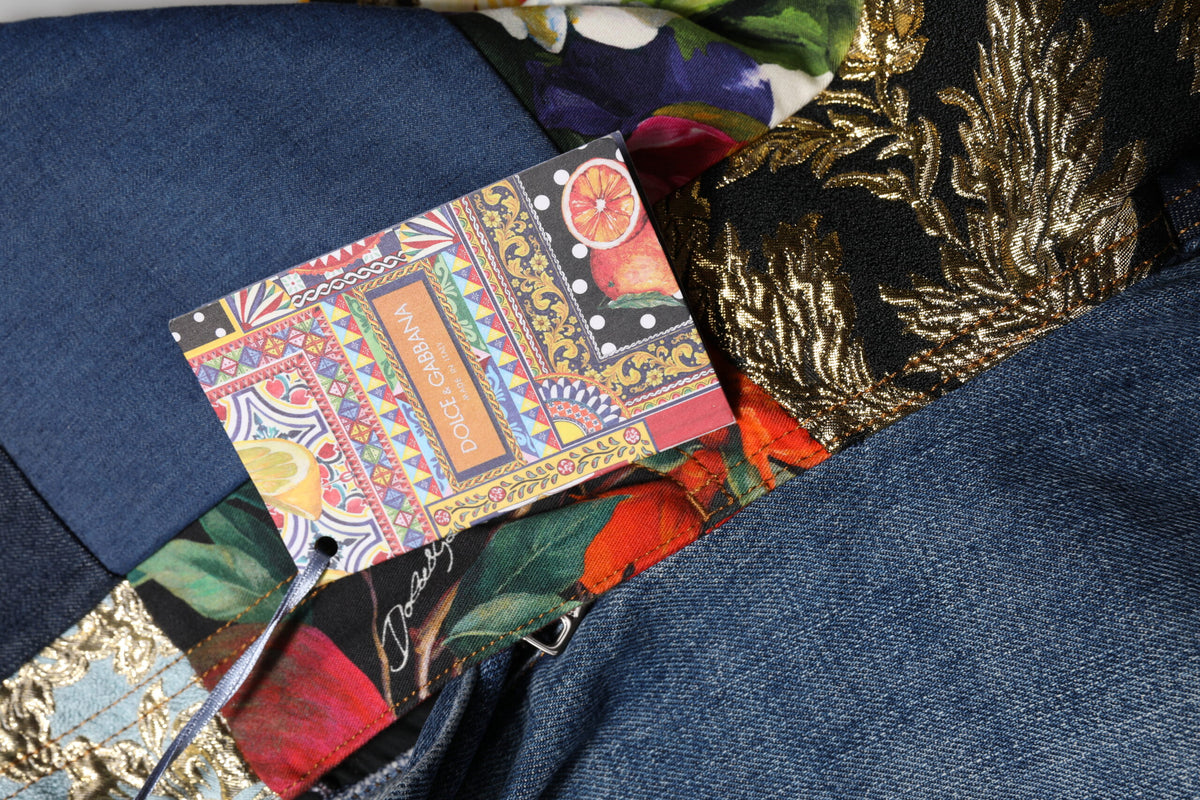 Dolce & Gabbana AMBER Blaue High-Waist Patchwork Jeans