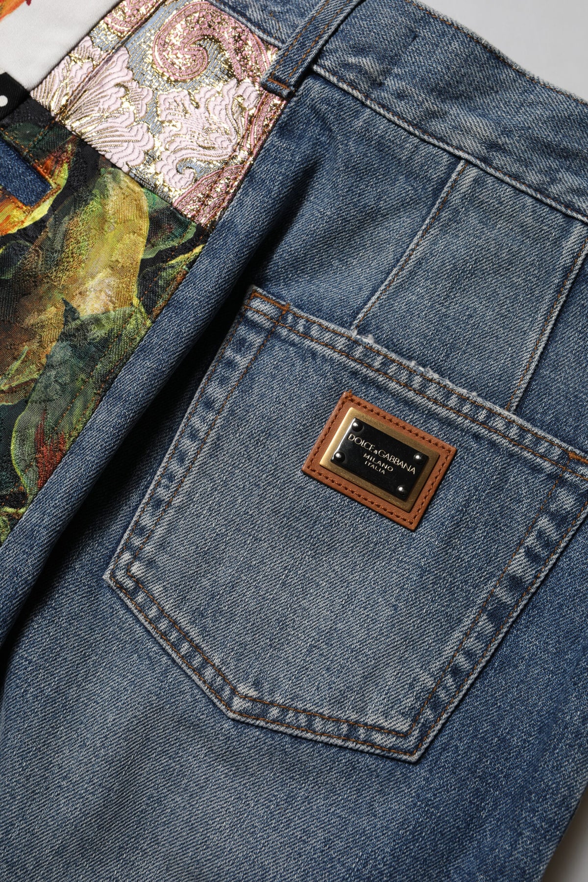 Dolce & Gabbana AMBER Blaue High-Waist Patchwork Jeans