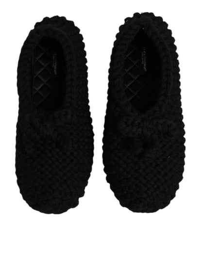 Dolce & Gabbana Schwarze Ballerinas aus Wolle