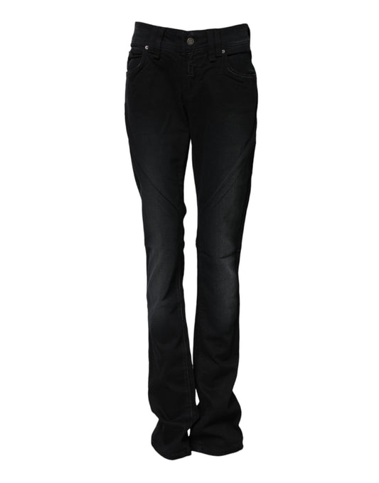 John Galliano Black Mid-Rise Tapered Cotton Denim Jeans
