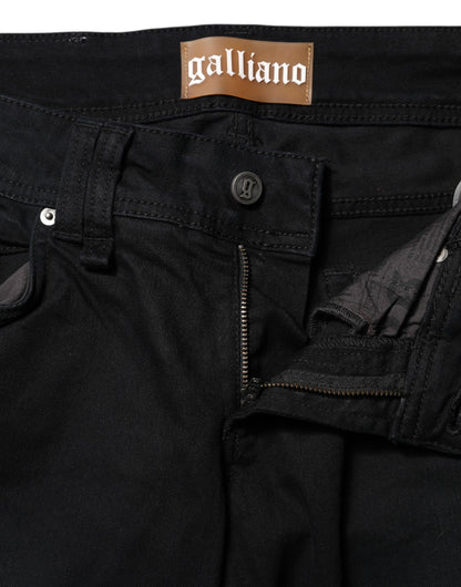 John Galliano Schwarze Mid-Waist Jeans aus Baumwoll-Stretch