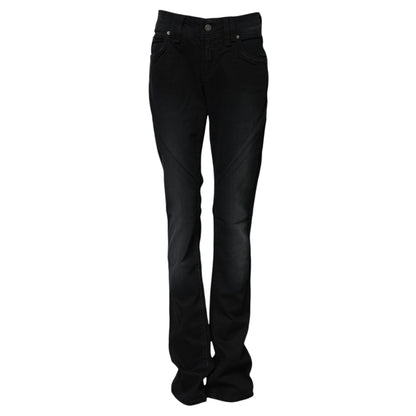 John Galliano Schwarze Baumwoll-Denim-Jeans mit mittlerer Taille und konischem Schnitt