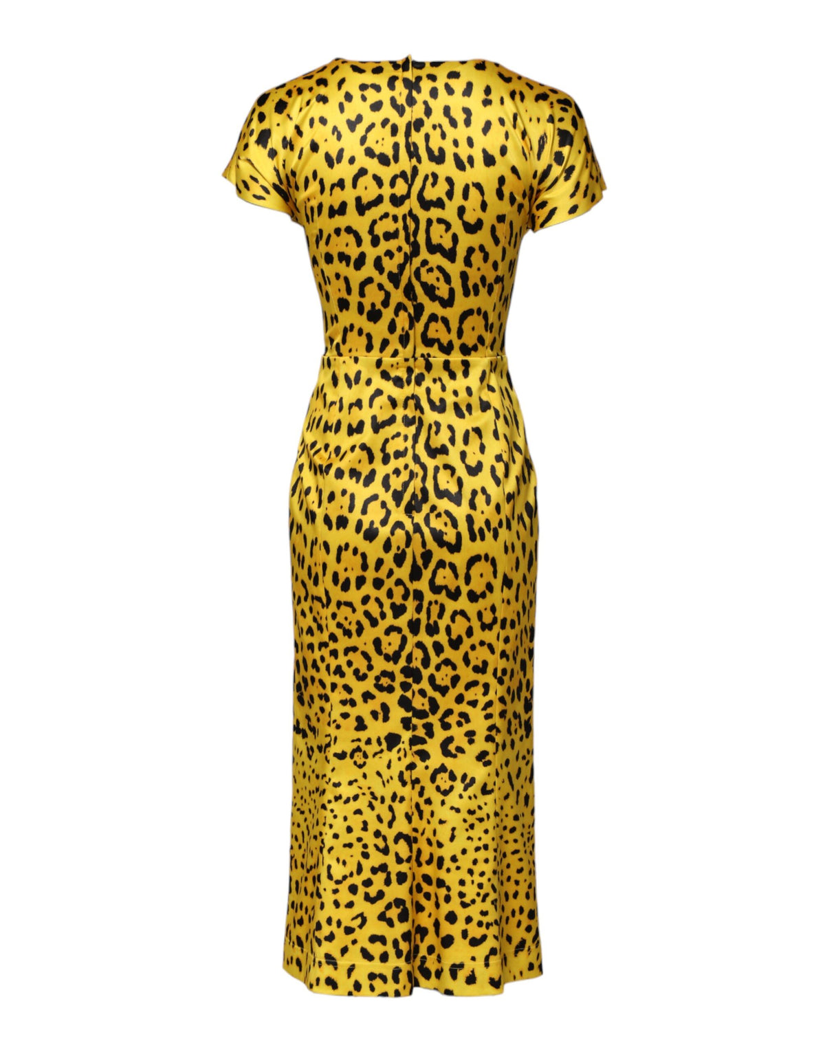 Dolce & Gabbana Gelbes Leopard-Midi-Etuikleid