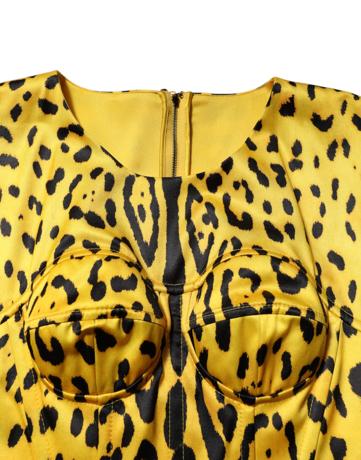Dolce & Gabbana Gelbes Leopard-Midi-Etuikleid