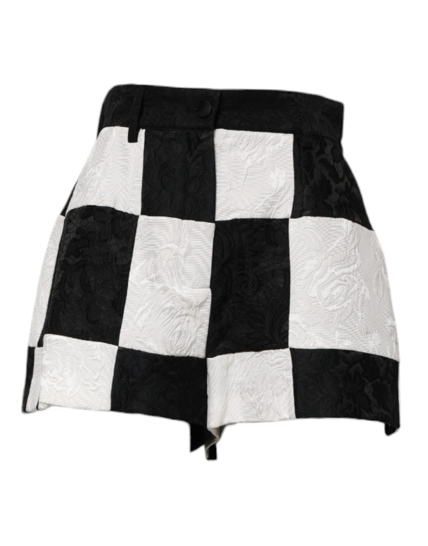 Dolce & Gabbana Schwarz Weiß Floral Brokat Hot Pants Shorts