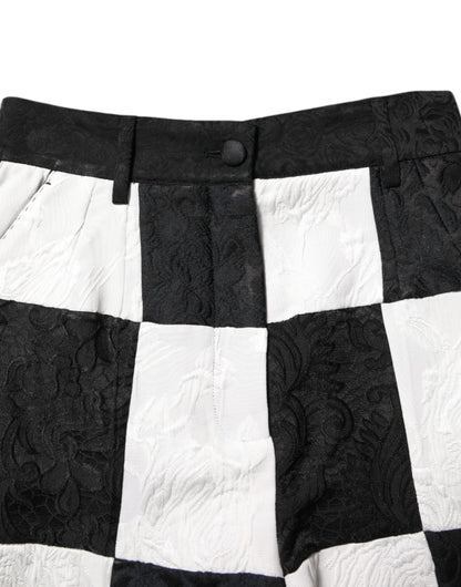 Dolce & Gabbana Schwarz Weiß Floral Brokat Hot Pants Shorts
