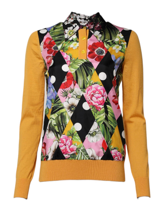 Dolce & Gabbana Floral Maniche Lunghe Polo Top – Multicolore