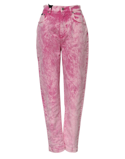 Dolce & Gabbana Rosa High-Waist Tapered Jeans mit Tie-Dye
