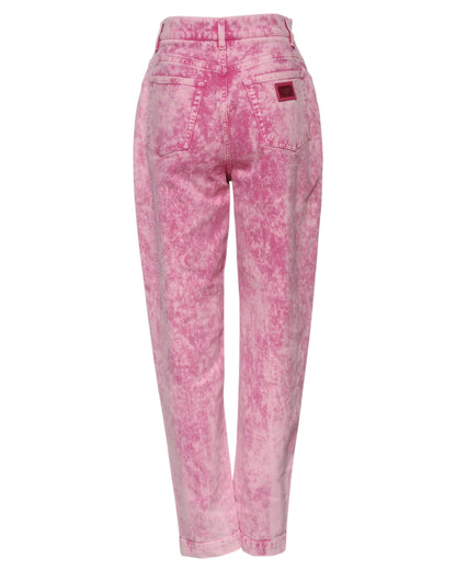 Dolce & Gabbana Rosa High-Waist Tapered Jeans mit Tie-Dye