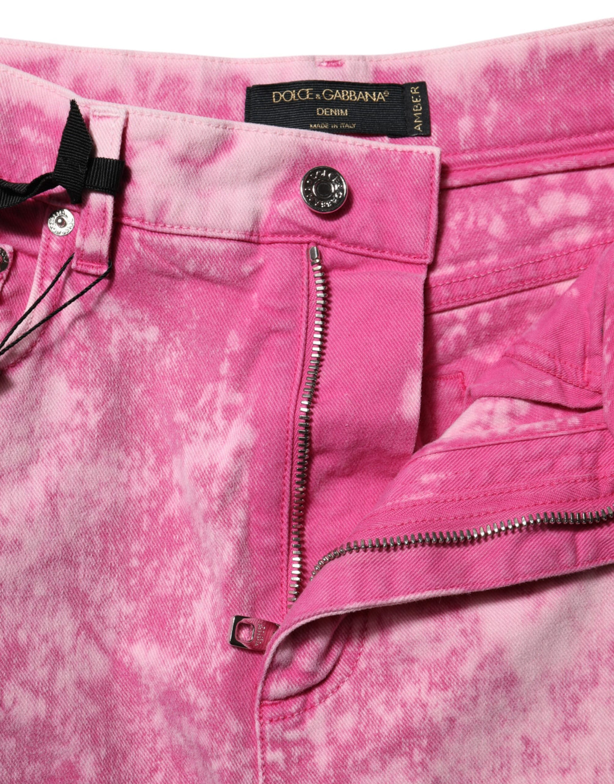 Dolce & Gabbana Rosa High-Waist Tapered Jeans mit Tie-Dye