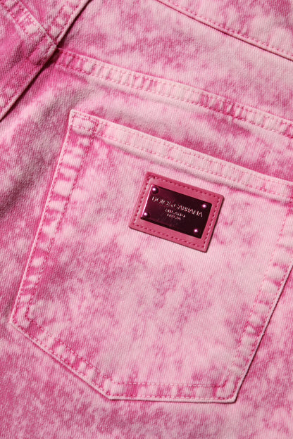 Dolce & Gabbana Rosa High-Waist Tapered Jeans mit Tie-Dye