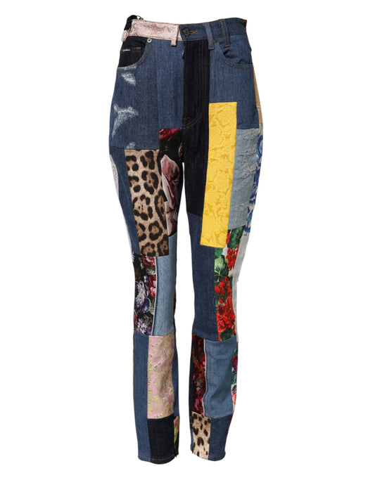 Dolce & Gabbana Mehrfarbige High-Waist Patchwork Skinny Jeans