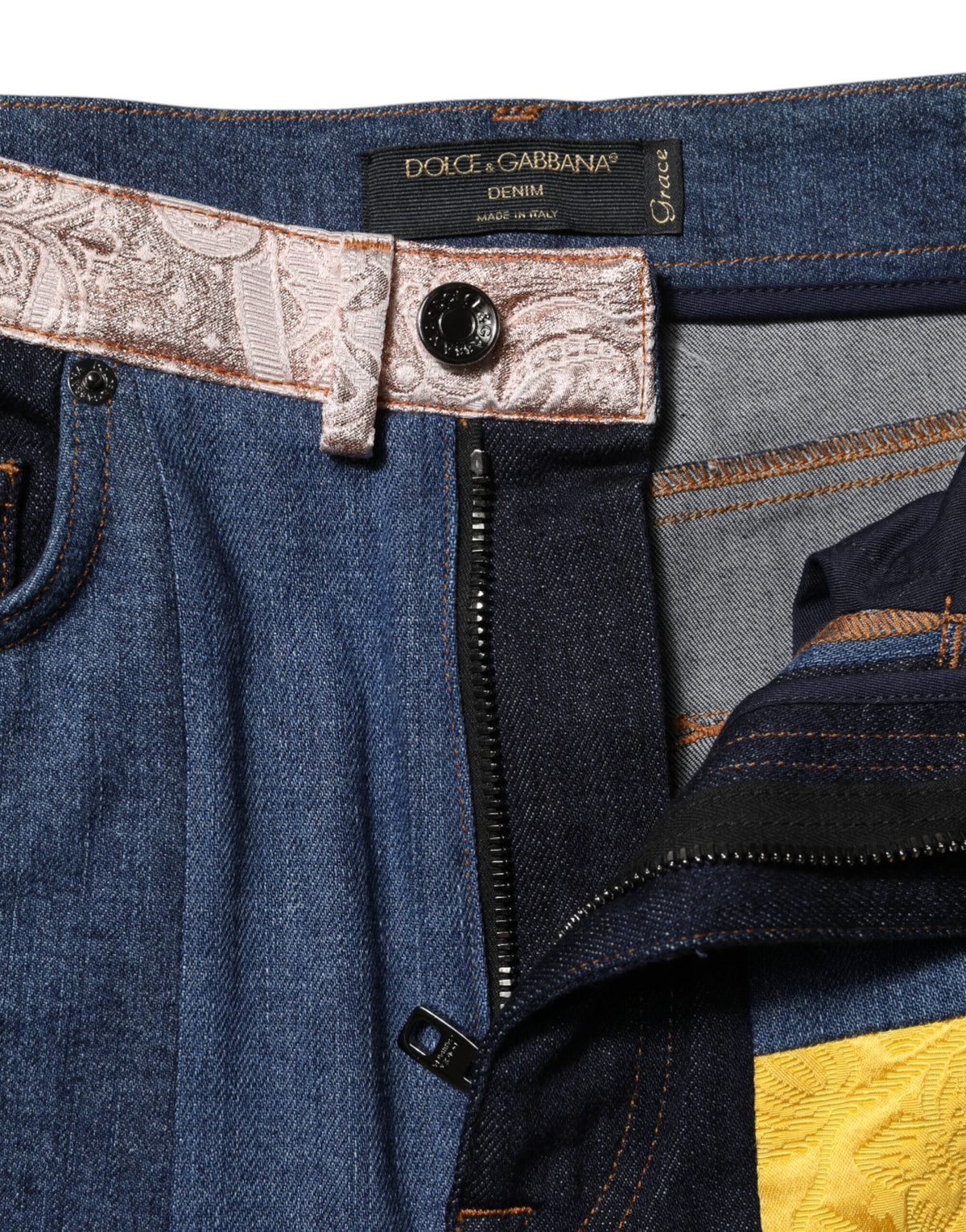 Dolce & Gabbana Mehrfarbige High-Waist Patchwork Skinny Jeans