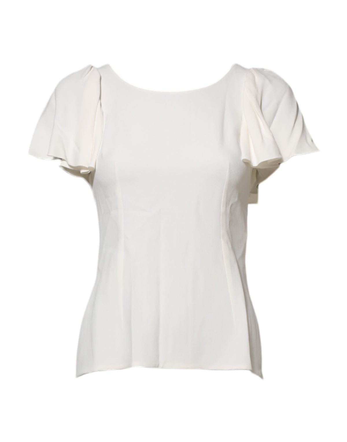 Dolce & Gabbana Blusa a maniche corte girocollo bianca in viscosa e acetato e fibra elasticizzata