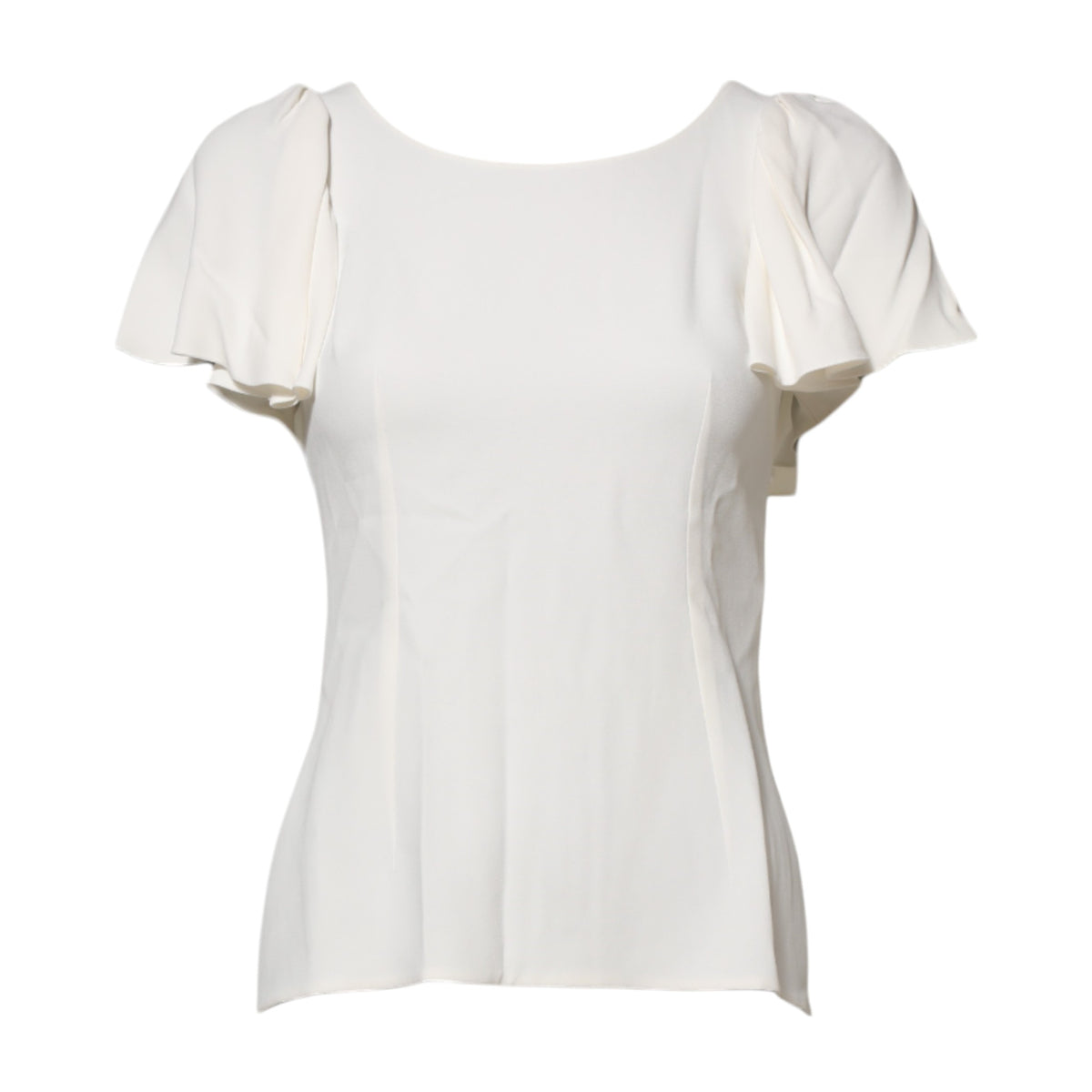Dolce & Gabbana Blusa a maniche corte girocollo bianca in viscosa e acetato e fibra elasticizzata