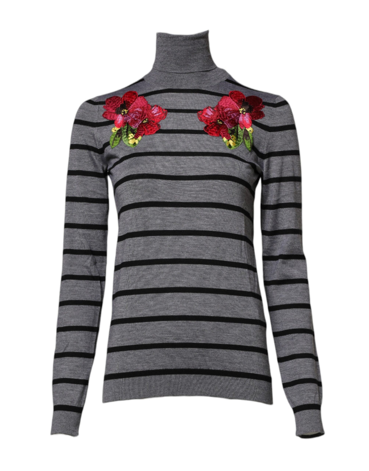 Dolce & Gabbana Grauer Pullover mit Blumenstickerei – Produktansicht 1 | Arca Lucia