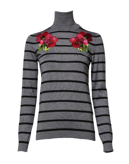 Dolce & Gabbana Grauer Pullover mit Blumenstickerei – Produktansicht 1 | Arca Lucia