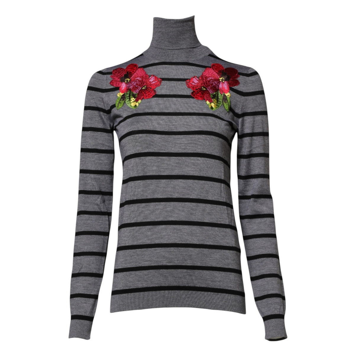 Dolce & Gabbana Grauer Pullover mit Blumenstickerei – Produktansicht 4 | Arca Lucia
