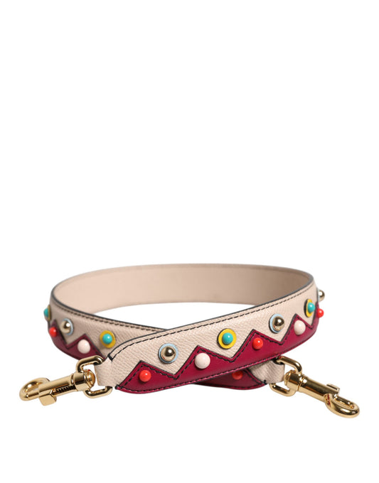 Dolce & Gabbana Beige-roter Leder-Schulterriemen