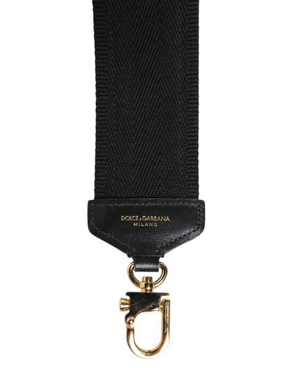 Dolce & Gabbana Schwarzer bedruckter Schulterriemen aus Baumwollmix – 90 cm