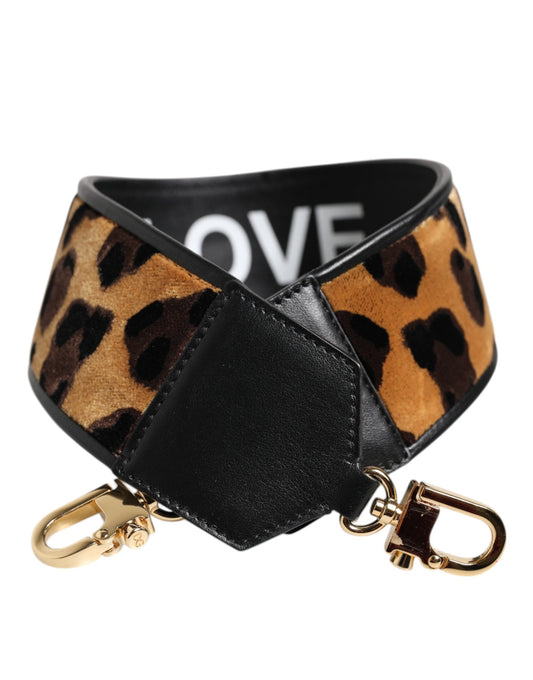 Dolce & Gabbana Tracolla reversibile nera con stampa leopardata