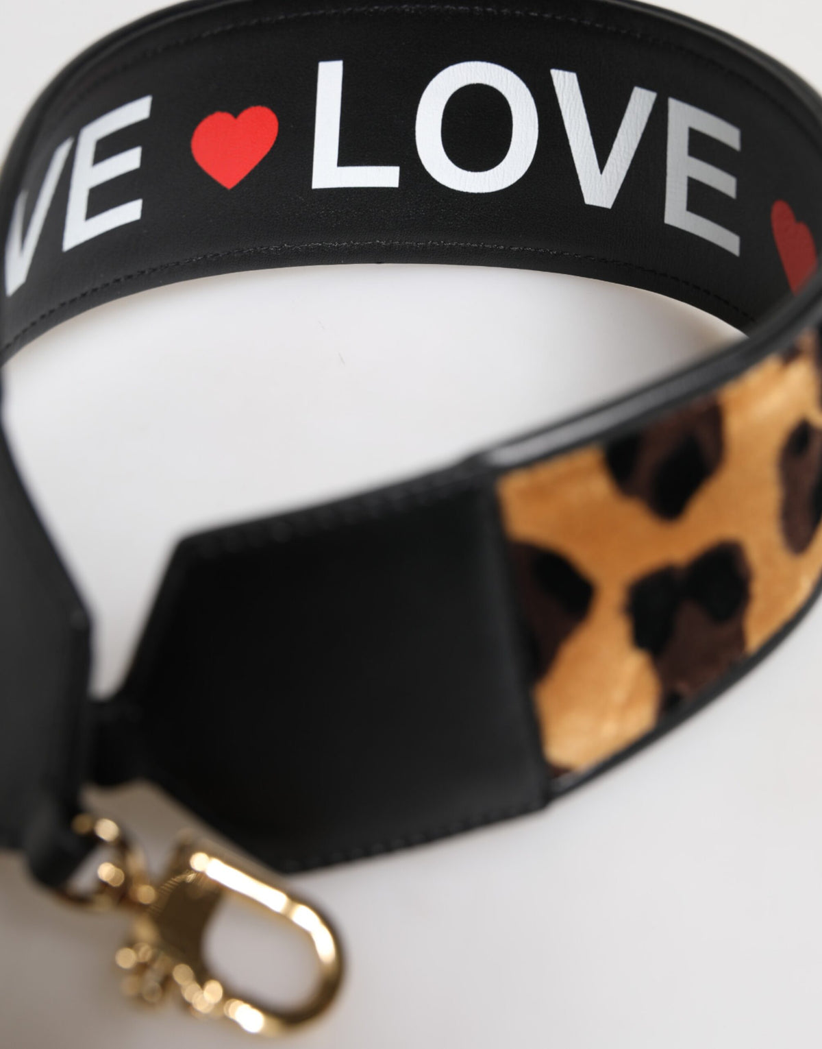 Dolce & Gabbana Black Leopard-Print Reversible Bag Strap