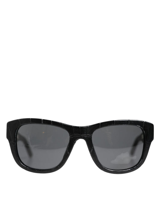 Dolce & Gabbana DG4177 Schwarze Sonnenbrille mit Lederfassung