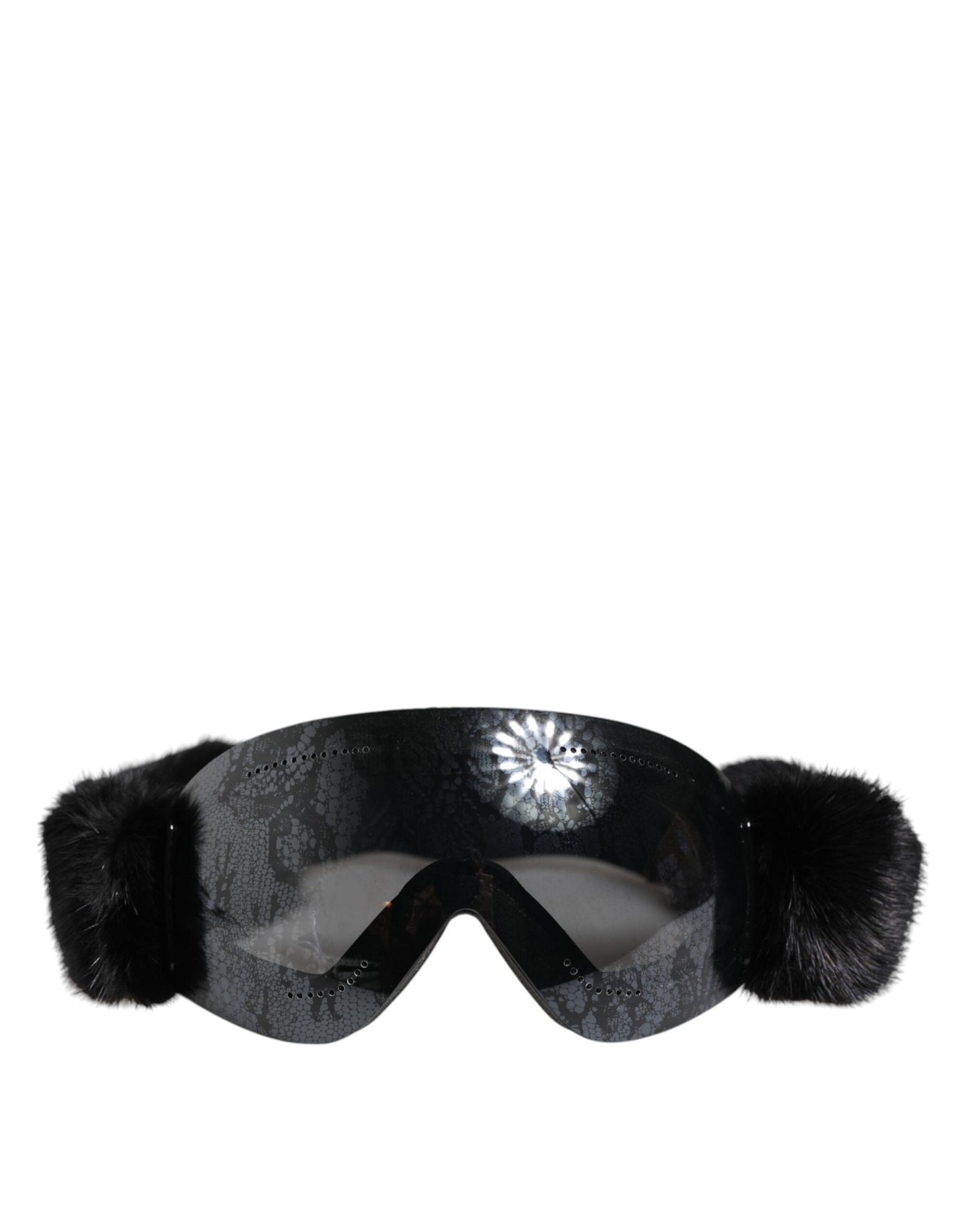 Dolce & Gabbana Schwarze Bi0759 Spitze verspiegelte Skibrille Maske Sonnenbrille