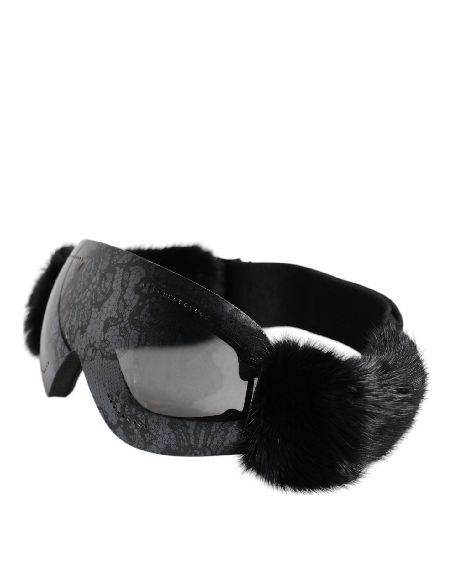 Dolce & Gabbana Schwarze Bi0759 Spitze verspiegelte Skibrille Maske Sonnenbrille