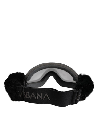 Dolce & Gabbana Schwarze Bi0759 Spitze verspiegelte Skibrille Maske Sonnenbrille