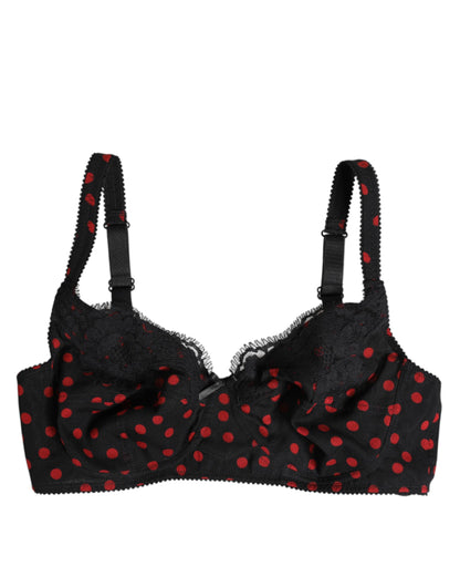 Dolce & Gabbana Schwarz-Rot gepunktet Bügel-Balconette-Unterwäsche