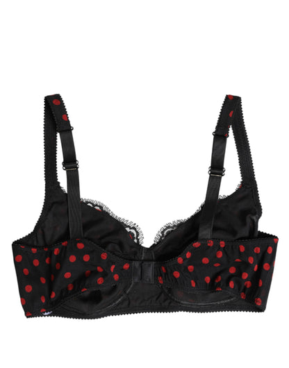 Dolce & Gabbana Schwarz-Rot gepunktet Bügel-Balconette-Unterwäsche