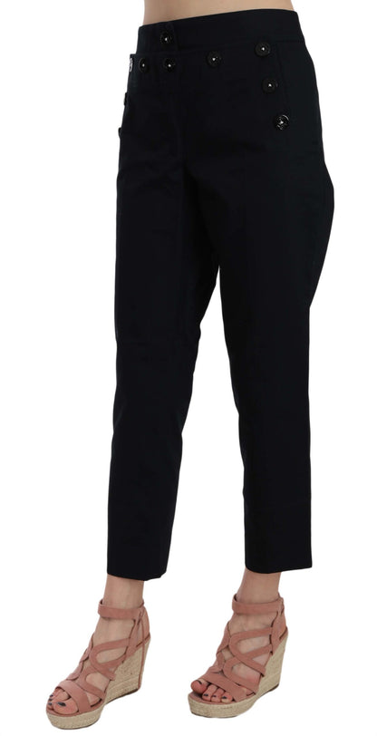 Dolce & Gabbana Schwarze Cropped-Hose aus Stretch-Baumwolle