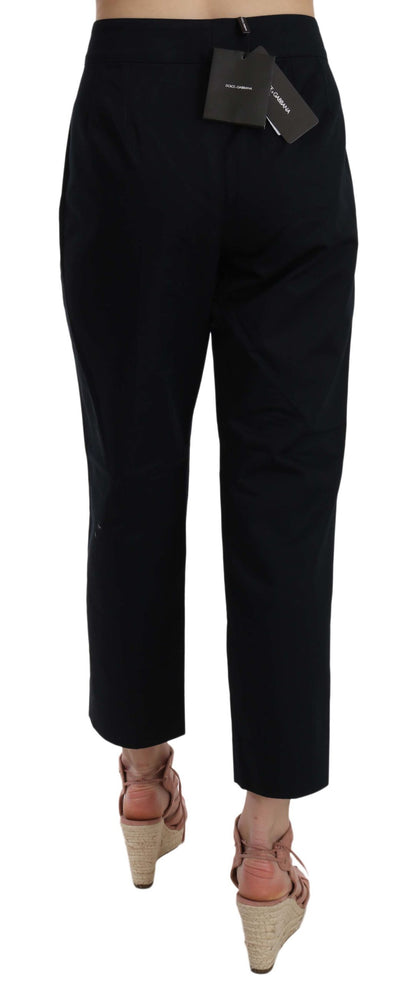 Dolce & Gabbana Schwarze Cropped-Hose aus Stretch-Baumwolle