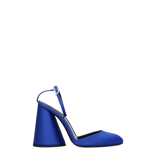 The Attico Blaue Satin-Plateau-Sandalen