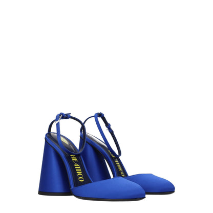 The Attico Blaue Satin-Plateau-Sandalen