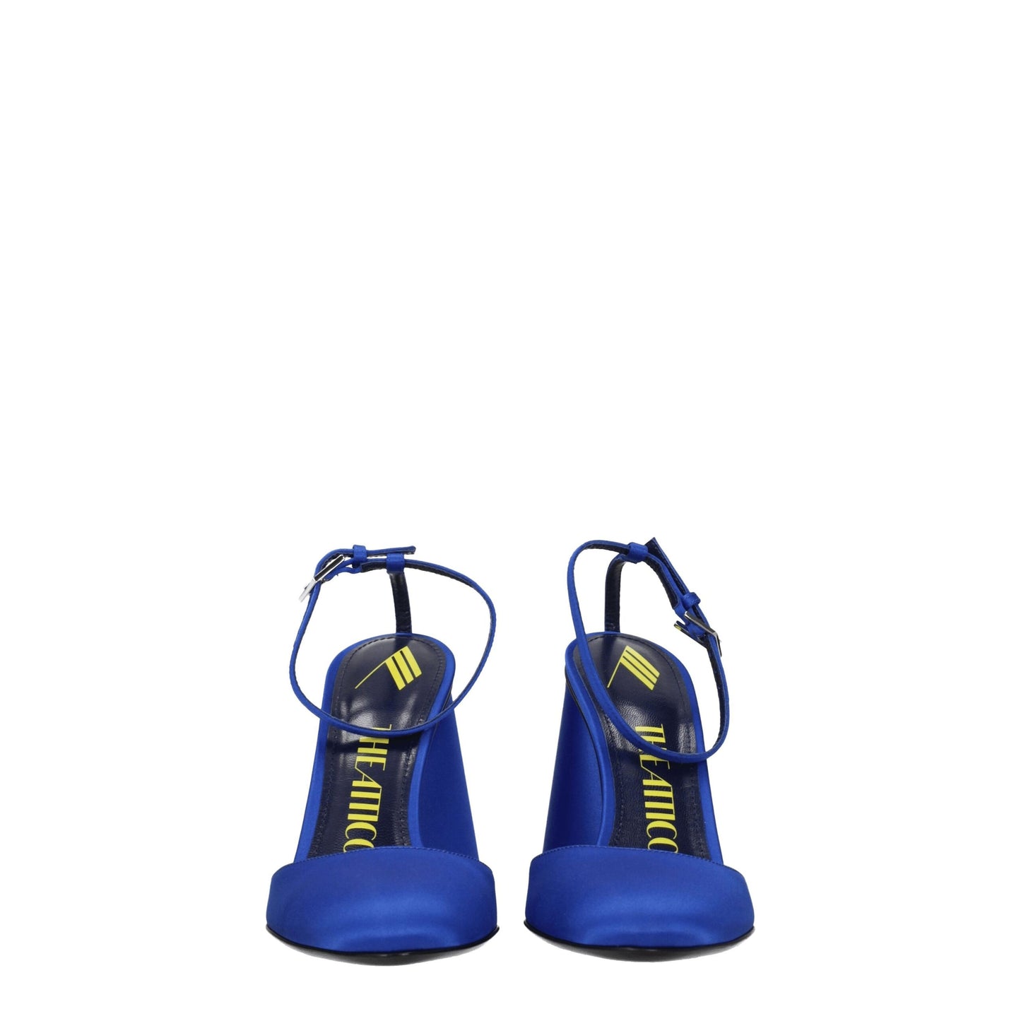 The Attico Blaue Satin-Plateau-Sandalen