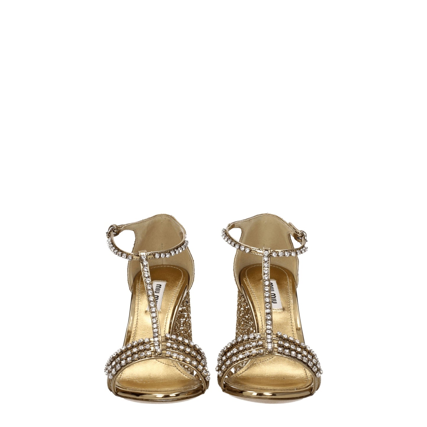 Miu Miu Goldene Plateausandalen aus Kunststoff